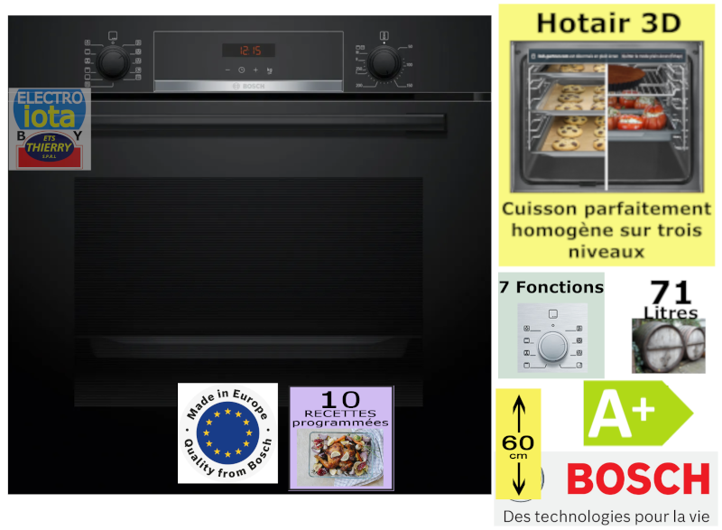 BOSCH HBA574BB3 SERIE 6 four multifonction - 60cm