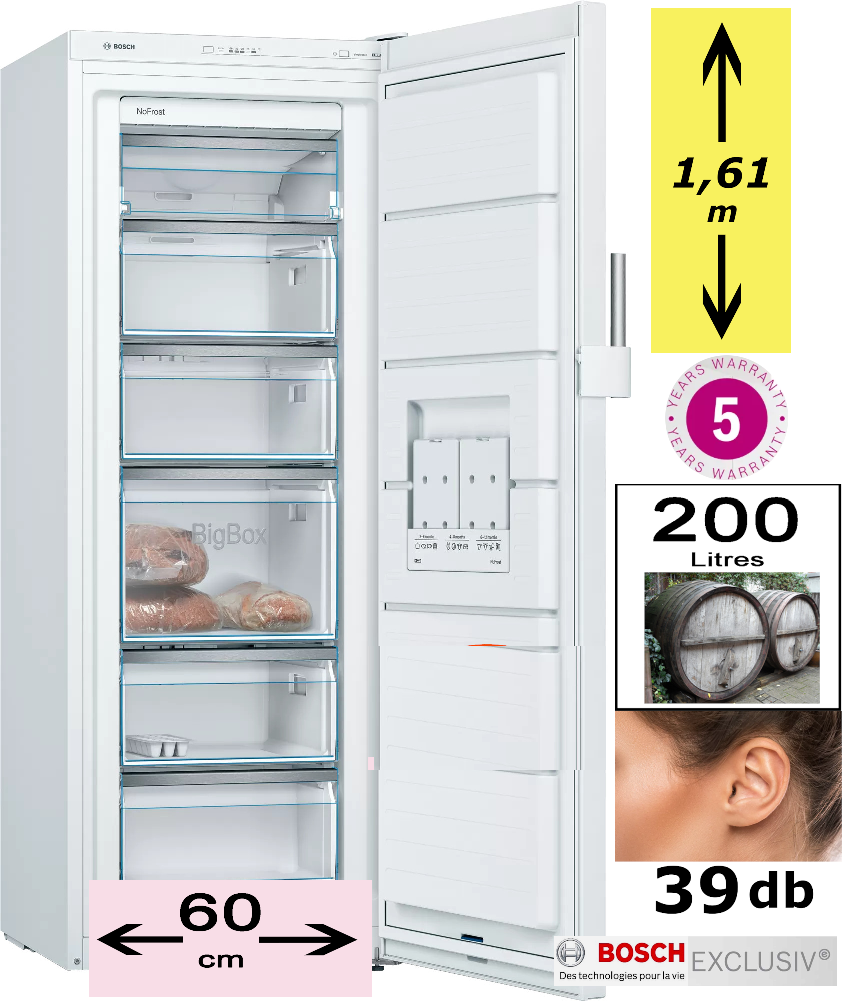 BOSCH GSN29VWEV SERIE 4 congélateur pose-libre - 161cm