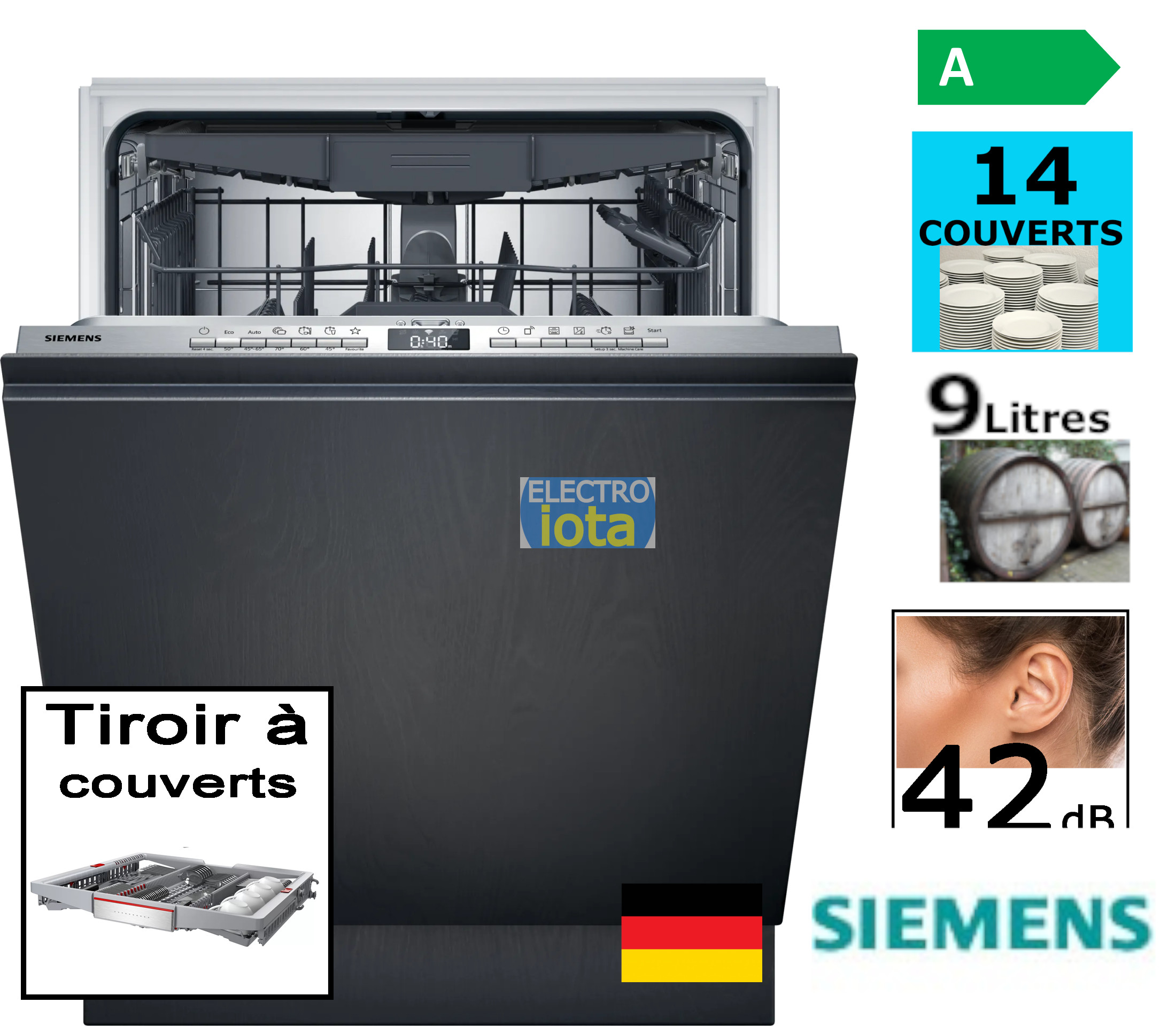 SIEMENS SN63EX22CE iQ300 lave-vaisselle entièrement intégrable