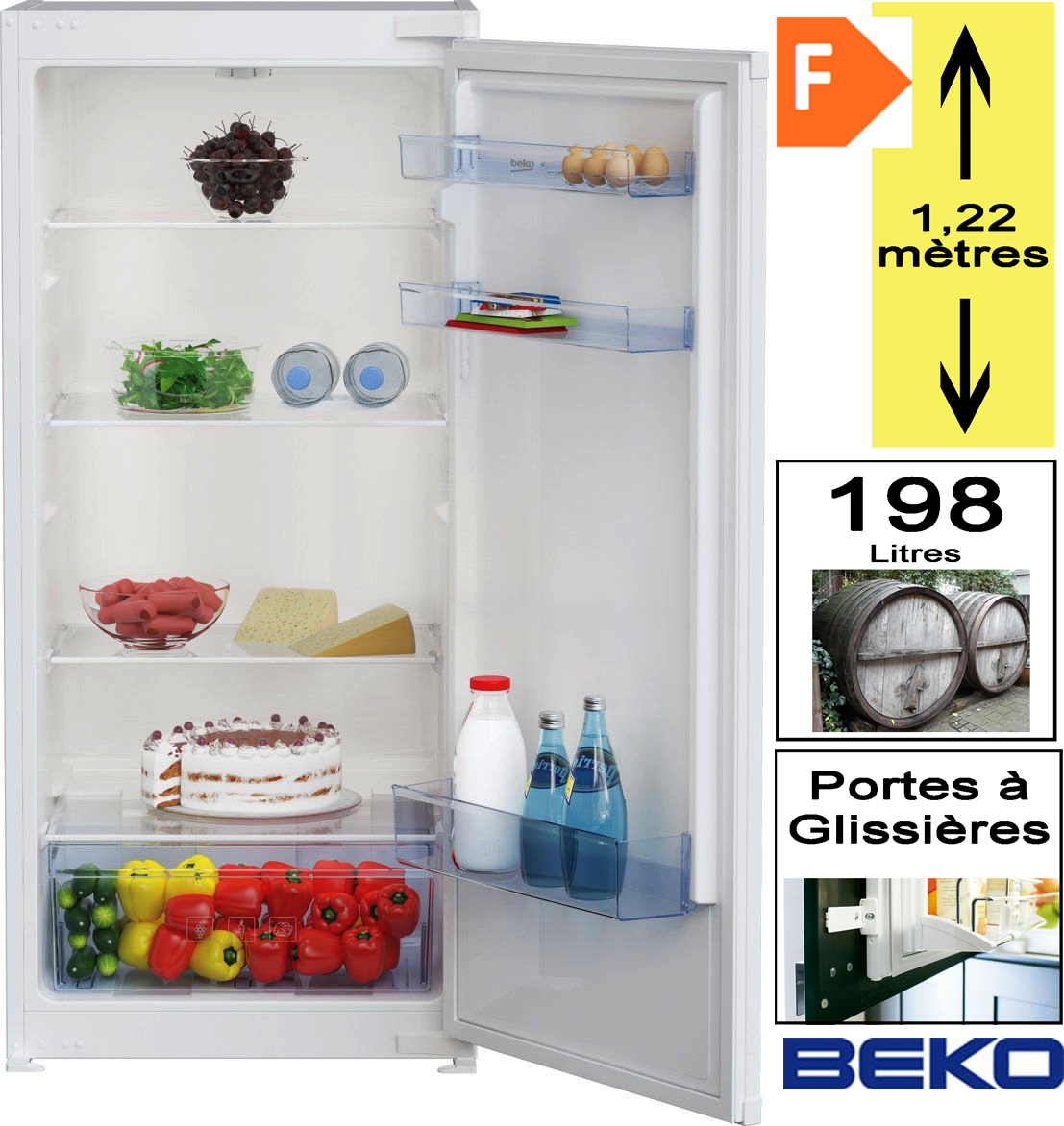 BEKO BLSA821M3SN réfrigérateur sans surgélateur - 122cm BEKO BLSA821M3SN réfrigérateur sans surgélateur - 122cm