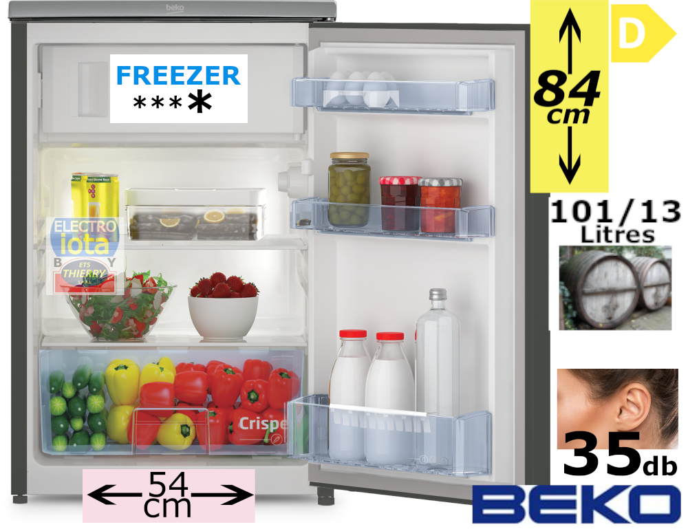 BEKO TSE1285NG réfrigérateur pose-libre avec congélateur - 84cm