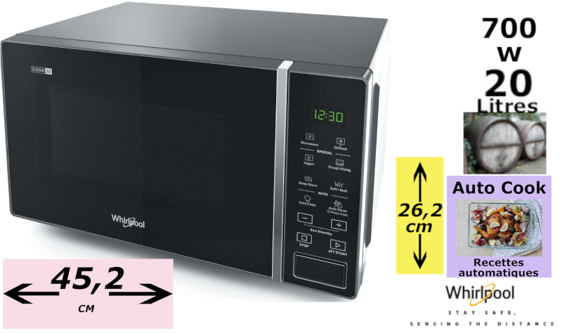WHIRLPOOL MWP201SB four a micro-ondes - 45cm