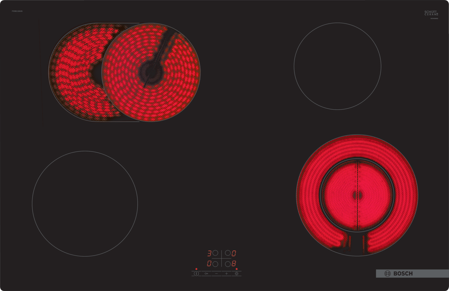 BOSCH PKN811BA2E SERIE 4 table de cuisson vitrocéramique - 80cm BOSCH PKN811BA2E SERIE 4 table de cuisson vitrocéramique - 80cm